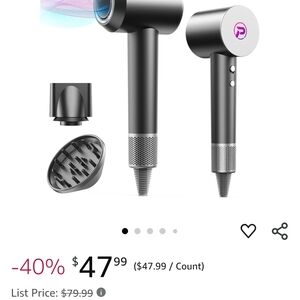 Sleek Gray Hair Dryer with Attachments